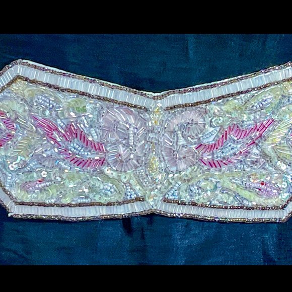 ▪️VTG▪️CHRISTIAN DIOR▪️1980's RARE Handmade Sequin Pearl Accented Beaded Belt - Picture 2 of 11